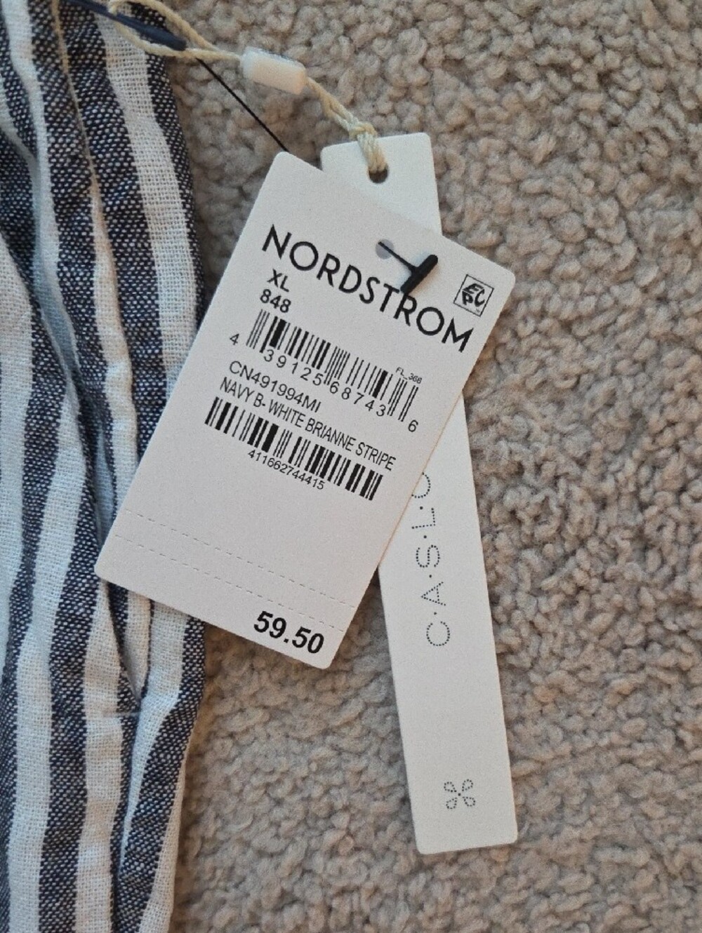 Caslon Navy and White Striped Cropped Drawstring Pants - Picture 2 of 6